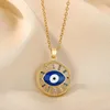 Chains Chandler Circular Devil's Eye Pendant Necklace For Women Crystal Zircon Rainbow Choker Simple Birthday Jewelry