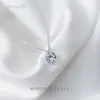 Collares pendientes Modian New Fashion Tiny% 925 Sterling Silver Round Clear Zircon Cadena Collares Colgante Para Mujeres Joyería de Boda Regalo HKD230712