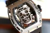 Klockor högkvalitativ RM052 Real Tourbillon Watch Fantasic Superb Men handledsklockor IX6R Highend Quality Mechanical Uhr ntpt All Carbon Fiber Case Montre Rd Luxe Relo Relo