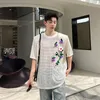 Männer T-shirts 2023 Sommer Aushöhlen Mesh Gestrickte Kurzarm Shirt Herren Koreanische Mode 3D Blase Blume Tees Tops