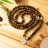 Strand 108 Mala Beads Tiger Eye Eye Bracelet Colar-Healing Gemstone Bracelet-Crystal Chakra Prayer Bead Bracelet-Mala Meditation Yoga