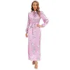 Vêtements ethniques mode élégant en gros Floral féminin tunique robe Satin dames longue jupe Maxi musulman Abaya