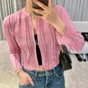 Premium Fashion Designer Top for Women Long Sleeve Cardigan with Metal Buckle Casual Clothes 22398