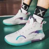 New Arrival Basketball Shoes Womens Mens Sneakers Blue White Yellow High Top Casual Trainers For Youth