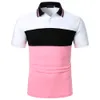 Hommes Polos Hommes TShirt À Manches Courtes Polo Splicing Contrast Urban Business Casual Mode Revers Rib Top 230712