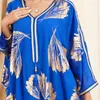 Vêtements Ethniques Abaya Pour Femmes Feuille Dorure Imprimer Manches Chauve-Souris Robe Kimono Col En V Surdimensionné Maroc Caftan Dubaï Robes De Luxe Eid Ramadan