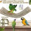 Bird Seagrass Mat Natural Seagrass Woven Net Parrot Hammock Mat with Hooks Bird Cage Accessories Climbing Rope Ladder Chew Toys for Cockatiel Hamster Guinea Rats Pig