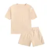 Ensembles de vêtements pour tout-petits garçons filles vêtements de sport d'été enfants couleur solo coton décontracté col rond manches courtes t-shirt shorts enfants tenues 230711