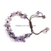 Braccialetti di fascino Naturale Irregar Crystal Chip Braccialetto regolabile intrecciato a mano Ametista Lapis Chakra Per donna Uomo Gioielli Yoga Drop De Dhfg1