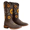 Stiefel mit besticktem, bedrucktem, glitzerndem Western-Cowgirl-Stil, Retro-Zehe, mittelhoher Schaft, klobiger Absatz 230711