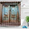 Rideaux de douche rideau rétro rustique grange porte en bois Western Country scénique image impression anti-moisissure étanche décor à la maison crochets ensemble