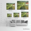 Handgemaakt canvas kunst landschap met koets en trein Vincent van Gogh schilderij impressionistisch landschap kunstwerk badkamer decor