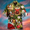 القمصان غير الرسمية للرجال الرجال عيد الميلاد طوق كوبي الأكمام قصيرة الأكمام من أزياء الشوارع لملابس الحفلات الاحتفالية سانتا كلوز بلوزات
