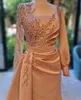 Mother's Dresses New Mother Of the Bride Dress A Line Formal Floor-Length Plus Size Pleat Custom Gown Bateau Long Sleeve Satin Beaded Applique