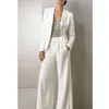 Women's Two Piece Pants Women Suit 2 Pieces White Custom Made Solid Formal Business Office For Wedding Banquet Work Tuxedos Set Jacket With