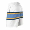 Short Homme Marine Or Bleu Blanc Power Stripe Maillot de Bain Plage Homme Avec Poches Doublure Filet Surf Atlanta Atl