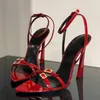 lady Sandali Primavera / estate New Lace Up High Heel Slip-on Tacchi a punta da donna Thin Red 230626