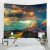 Tapestries Mountain Rolling Lake landskap Tapestry Art Psychedelic Wall Hanging Beach Handduk Mandala Dekorativ tunn filt Yoga R230713