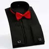 Men's Dress Shirts Classic Wined Collar Sirt Wintip Tuxedo Formal Sirts Wit Red Black Bow Tie Party Dinner Weddin Brideroom Tops