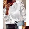 Damesblouses Overhemden Dames Dames Elegante mode Vlinderprint Top Verstoorde rand Casual blouse met lange kanten mouwen Drop Delivery Dhsts