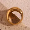 Anneaux de mariage déclaration exagérée brillant brillant en acier inoxydable PVD placage doré pour les femmes Accesorios Bague Para Mujer