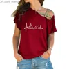 Women's T-Shirt New Fashion Summer T-shirt Women's Deathly Hallows Heartbeat Print Tshirt Irregular Skeleton Cross Bandage T-shirt Top Size S-5XL Z230713