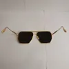 Gold Metal Square Rectangle Mens Sunglasses Brown Lenses Women Fashion Sunglasses Summer Sunnies gafas de sol Sonnenbrille UV400 Eye Wear with Box