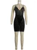 Vestidos casuais IDress Sexy Sheer Mesh Club Dress Feminino Contas Pérola Brilhante Elegante Sem Costas Bodycon Mini Preto Curto Festa Aniversário