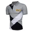 Polos pour hommes Midnight Star Excavator Jcb Printing Fashion 2023 Summer Three-Color Stitching Short Sleeves Slim Fit Polo Shirt Tops