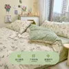 Bedding sets 100% Cotton Fresh Floral Green Duvet Cover Set With Flowers Skin Friendly Breathable 1 2 Pillowcase 230711