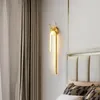Applique murale longue tous les bois de cuivre lumières lampes de chevet de chambre de luxe moderne salon fond éclairage décor luminaires