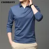 Polos Masculinos COODRONY Marca Primavera Outono Chegadas Alta Qualidade 100% Algodão Macio Gola Moda Manga Longa Camisa Polo Roupas Masculinas C5047 230711