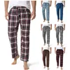 Pantalons pour hommes Automne Coton Plaid Dormir Droit Yoga Maison Décontracté