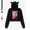 Dames Hoodies Sweatshirts Charli D'Amelio Crop Hoodie Dames Sexy Charli Damelio Merch Pullover IJskoffie Splash Cat Ears Hoodie Kort Sweatshirt Z230712