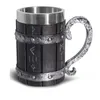 Mokken Hars Imitatie Eiken Vat Bier Mok Stein met Rvs Liner Runen Symbool Koffie Drinken Cup R230712