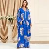 Vêtements Ethniques Abaya Pour Femmes Feuille Dorure Imprimer Manches Chauve-Souris Robe Kimono Col En V Surdimensionné Maroc Caftan Dubaï Robes De Luxe Eid Ramadan