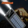 Solar Power Bank 20000mah 휴대용 빠른 충전 Poverbank 외부 배터리 충전기 모든 스마트 폰용 LED 전원 전원 뱅크
