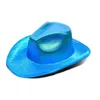 Новая космическая ковбойская шляпа Неон блестящий блеск блестящий кепки Голографические рейв -флуоресцентные шляпы Хэллоуин Костюми