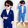 Costumes Enfants Formel P ographie Costume Fleur Garçons Fête De Mariage De Bal D'anniversaire Robe Costume Enfants Bleu Blazer Pantalon 2 Pcs Tenues 230711