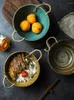 Bols japonais rétro bol en céramique créatif corde poignée soupe nouilles Ramen salade profonde maison cuisine vaisselle noix de coco