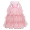 Robes de fille en dentelle à manches longues robe de demoiselle d'honneur blanche pour filles enfants princesse robes de soirée enfants fille costume de fête de mariage vêtements 230712