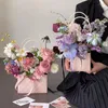 선물 랩 휴대용 꽃 상자 마카롱 크래프트 종이 편리 가방 웨딩 파티 장미 포장 상자 발렌타인 데이 생일 장식