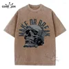 Men's T Shirts Make Or Break Skull Classic Print Washed Shirt Cotton Women And Men T-Shirt Short Sleeve Vintage Tees Summer Clothes Male