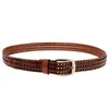 Belts 3.4 Cm Braided Elastic Webbed Belt With Metal Buckle For Pants Shorts