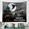 Tapissries Halloween Tapestry Art Filte Curtain Hanging Home Bedroom Living Room Decoration Scory Pumpkin Skull Bat Castle