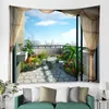 Tapestries Balcony City View Printed Large Wall Tapestry Cheap Wall Hanging Wall Tapestries Wall Art Decor