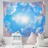 Hanımlar güzel mavi gökyüzü ve beyaz orman kombinasyonu muhteşem manzara arka plan goblen ev dekorasyon duvar bezi