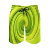 Shorts masculinos verde líquido art board masculino elegante e abstrato redemoinho praia confortável calção de banho diário tamanho grande