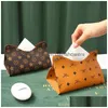 Tissue Boxes Napkins Leather Towel Net Red Car Paper Cartridge Home Living Room Creative Nordic Ins Style Napkin Tank Storage Box Dhnss