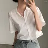 Frauen Blusen Nische Design Sinn Split Zurück Backless Hohe Taille Kurze Weißes Hemd Top Casual Blusas Mujer De Moda 2023 sommer Bluse